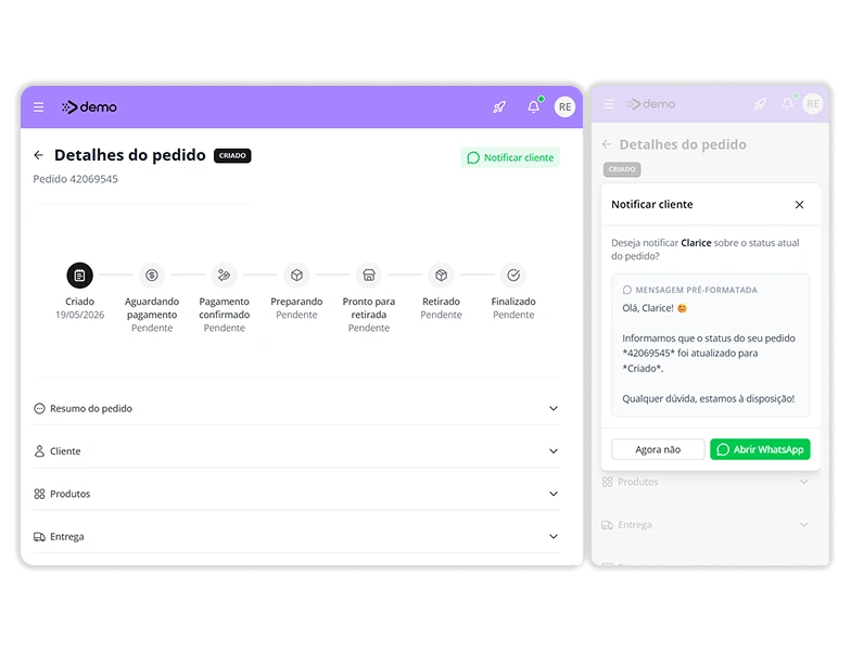 Painel de gestão de pedidos e vendas para floricultura